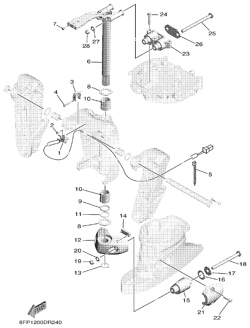 Yamaha F80DET, F100FET BRACKET 2 parts diagram